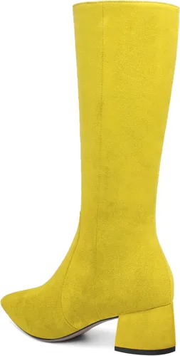 Miniatura 7 de MOVINSTEPS Botas de tacón bajo grueso con cremallera y puntera puntiaguda para mujer, de 2.0 in