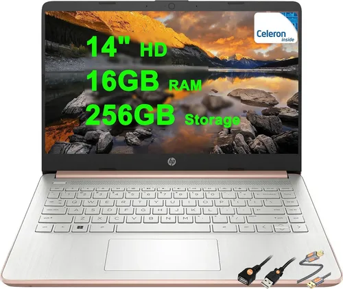 Miniatura 30 de HP 14 portátiles portátiles livianos para negocios y estudiantes, 14 pulgadas, HD, antirreflejo, Intel de 4 núcleos, N150, 8 GB de RAM, 192 GB