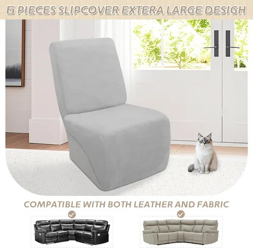 Miniatura 431 de Arfntevss Fundas de sofá seccional reclinable de terciopelo, Funda de sofá seccional de esquina para sofá reclinable, Funda elástica suave