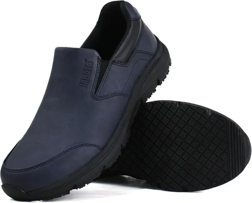 Miniatura 8 de Jacata Zapatos de trabajo negros antideslizantes para hombre, servicio de alimentos, zapatos de cuero resistentes al agua y antideslizantes sin