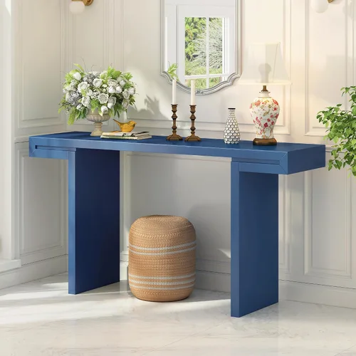 Miniatura 31 de Quarte Elegante mesa consola con tres cajones de almacenamiento, mesa de sofá extra larga para entrada, pasillo, sala de estar, vestíbulo, pasillo