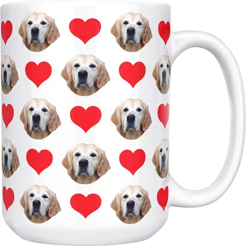 Miniatura 6 de Tazas de café personalizadas con múltiples caras de 15 onzas con corazones, tu foto en taza de café para hombres, mujeres y mascotas, regalos