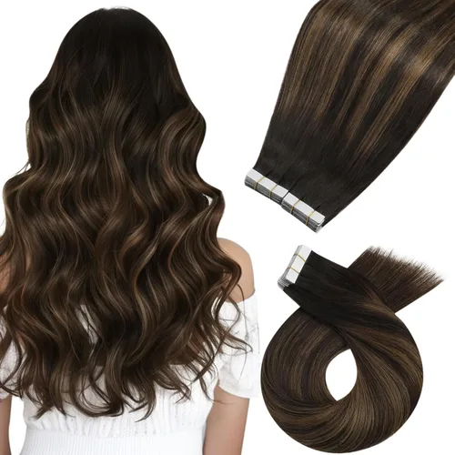 Miniatura 15 de Moresoo Extensiones de cabello humano real con cinta adhesiva, sin costuras, #1 negro azabache, 20 piezas, 1.76 oz (50 g), 24 pulgadas