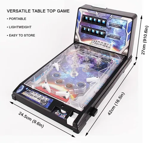 Miniatura 7 de Juego electrónico de pinball de mesa, máquina de arcade retro con luces, sonidos y marcador, juguete de disparo de bola de escritorio, para niños