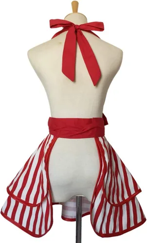 Miniatura 5 de Hyzrz Delantales lindos hechos a mano de algodón estilo retro para mujeres y niñas, delantal de cocina para pasteles y cocina, para regalo de madre