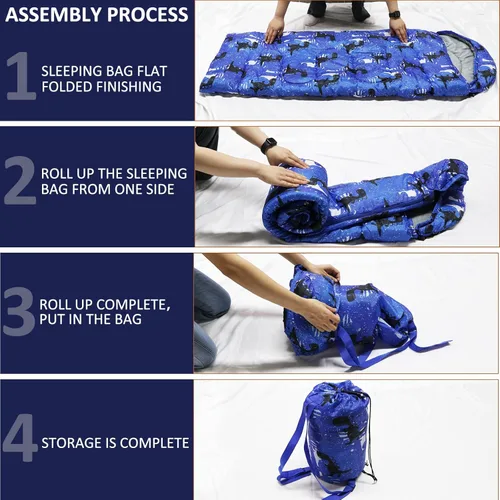 Miniatura 5 de Sacos de dormir para niños - Sacos de dormir para acampar con bolsa de transporte - Saco de dormir compacto para senderismo, mochilero para 3