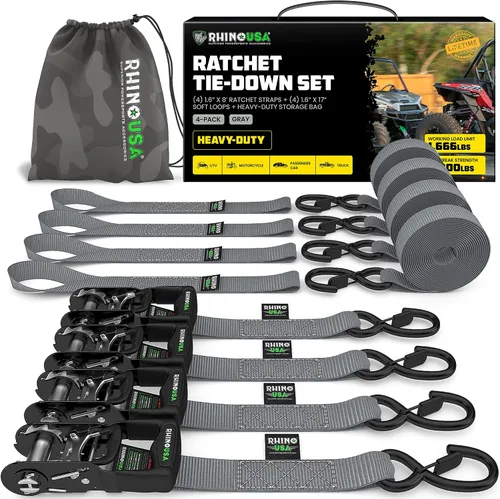 Miniatura 22 de Kit de correas de trinquete de Rhino USA, con resistencia a la rotura de 5,208 lbs - Incluye amarres de trinquete resistentes con asas acolchadas