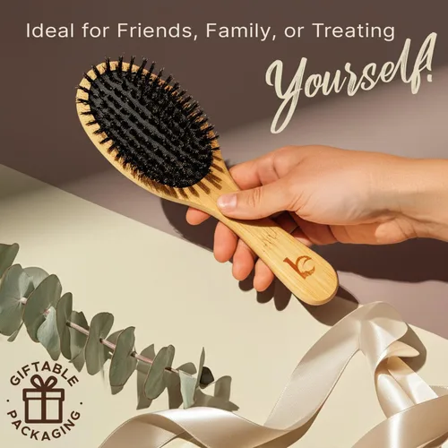 Miniatura 6 de Cepillo de cerdas de jabalí para mujeres y hombres, cepillo de pelo natural 100% cerdas suaves de jabalí para cabello fino y delgado