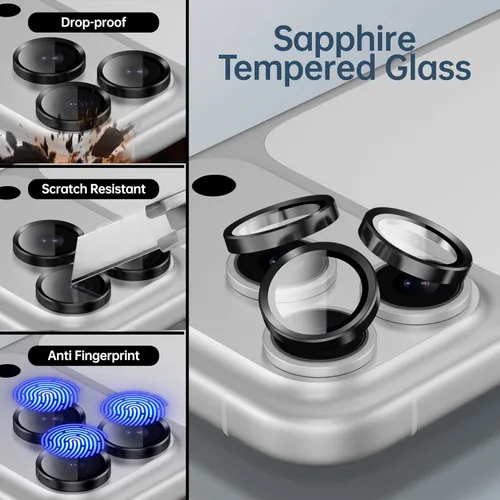 Miniatura 5 de Protector de lente de cámara para iPhone 17 Pro Max, vidrio templado 9H con marco de aleación de aluminio, compatible con iPhone 17 Pro/16 Pro