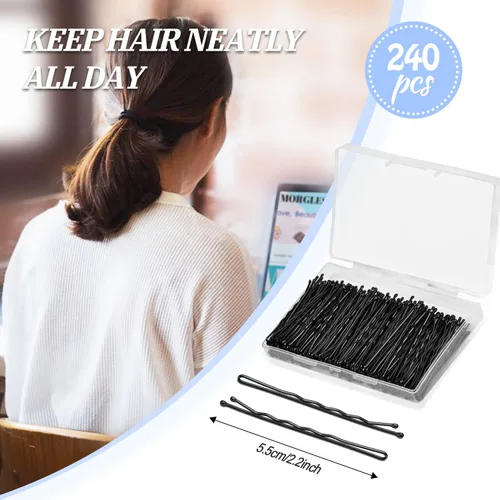Miniatura 2 de MORGLES - 240 horquillas negras de 2.2 pulgadas para todo el cabello con caja