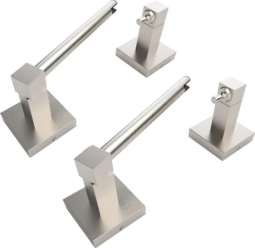 Miniatura 7 de Ruacq Soporte de papel higiénico dorado con doble poste pivotante cuadrado, soporte para rollo, soporte de papel higiénico dorado cepillado, acero