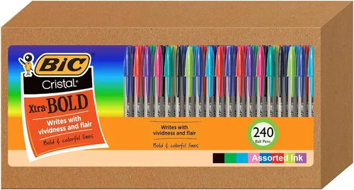 Miniatura 8 de BIC Cristal Xtra Bold Bolígrafos, punta negra (1.6mm), NUEVOS COLORES SURTIDOS, paquete de 48