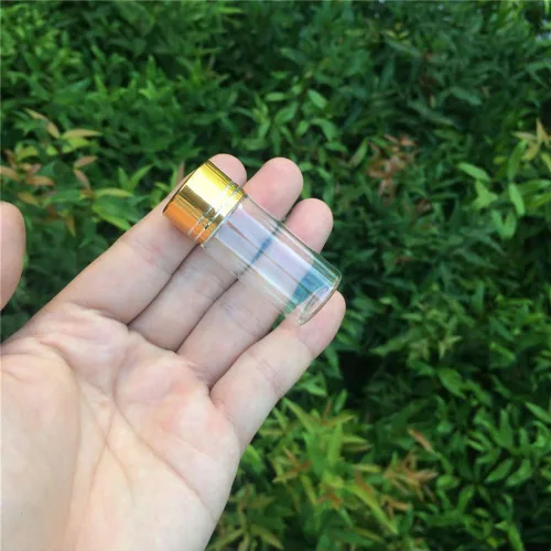 Miniatura 6 de 24 botellas de cristal de 0.3 onzas líquidas con tapas de rosca de aluminio dorado, aceite esencial vacío, azafrán, píldora, polvo, frascos