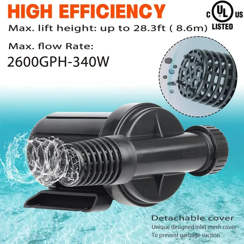 Miniatura 2 de WaterRebirth (PA3000, 2600 GPH) Bomba de agua sumergible de alto flujo - Bomba de agua para el hogar/en línea - Bomba sumergible - Bomba