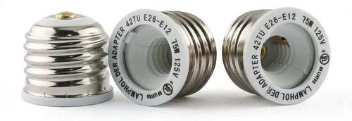 E-outstanding Adaptador E26 a E12, 3 unidades, 12 V, 10 A, E26 a E12, resistente al calor, base de lámpara, portalámparas, convertidor, adaptador de