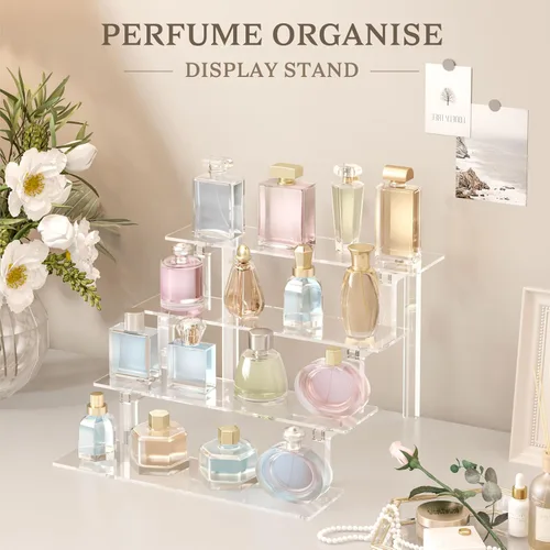 Miniatura 2 de Organizador de perfume para cupcakes, soporte de colonia para hombres, estantes de almacenamiento de acrílico escalonados de 12 pulgadas, soporte