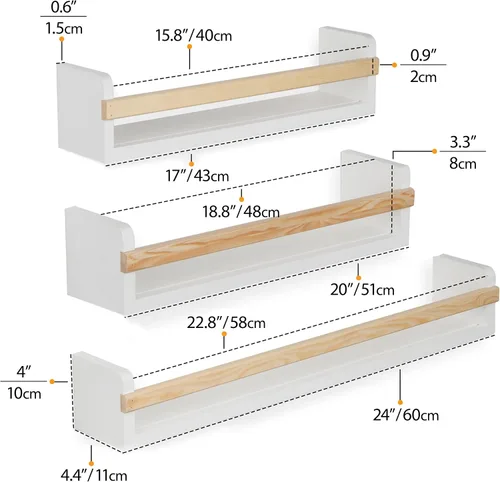 Miniatura 3 de Wallniture Utah - Estantería flotante para niños, para decoración de guardería, estantes de pared para libros, exhibidor de fotos de varios tamaños