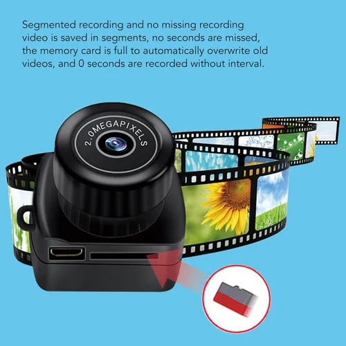 Miniatura 5 de Rosvola Cámara de acción pequeña, batería recargable para cámara de video HD de 200,000 píxeles con cable de datos para vlogging de fotos en vivo