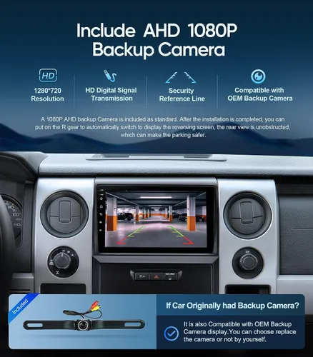 Miniatura 6 de Radio estéreo de coche de 9 pulgadas para Ford F150 2009-2012, pantalla táctil mejorada Android 13 Qualcomm de 8 núcleos, CarPlay inalámbrico