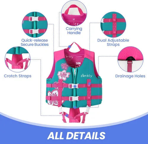 Miniatura 3 de Zeraty - Chaleco de natación para niños de neopreno, chaleco flotante para niños, ayuda para nadar para niños niñas y niños, 20-30-40-50-60-70-80