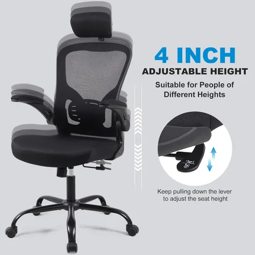 Miniatura 4 de Paquete de 10 sillas ergonómicas de oficina con reposacabezas ajustables 3D, sillas de escritorio de malla para oficina en casa con soporte lumbar