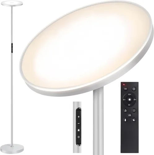 OUTON - Lámpara de pie, 30 W/3000 LM LED, moderna lámpara tipo antorcha, lámpara de pie súper brillante regulable con 4 temperaturas de color,