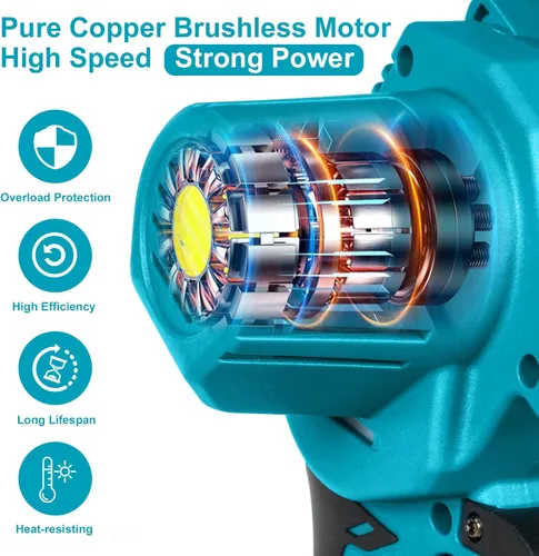 Miniatura 4 de OneLeaf Mini motosierra eléctrica inalámbrica con 2 baterías y 3 cadenas, motosierra pequeña de 6 pulgadas, funciona con pilas, portátil de mano