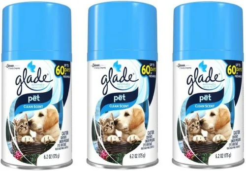 Recambio automático de ambientador en aerosol, aroma limpio para mascotas, 6.2 onzas (paquete de 3)