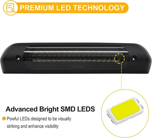 Miniatura 4 de R&F Auto Lente ahumada LED de repuesto de luz de freno de montaje alto para Ram 1500 2500 3500 (2002-2008), para Ram 2500 3500 (2009), luces