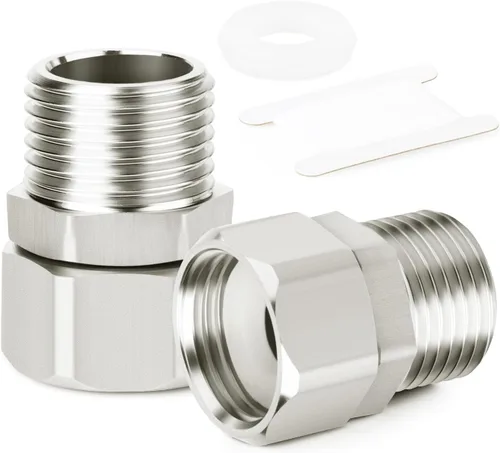 Miniatura 8 de TAISHER 2PCS Conectores en T Flexibles Móviles de 3 Vías Derecha de Acero Inoxidable 304, Macho de 1/2" para Rociador, Válvula Angular, Brazo