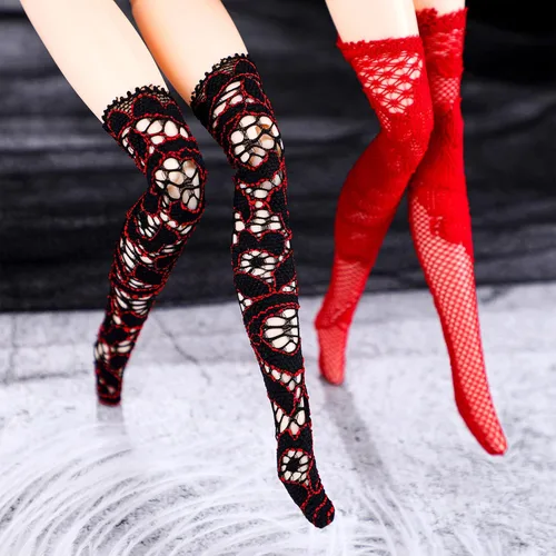 Miniatura 4 de Sotiff 10 pares de medias de encaje para muñeca hechas a mano, calcetines largos de Navidad, accesorios para muñecas de Navidad, leggings para ropa