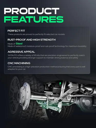 Miniatura 6 de YHTAUTO Kit de elevación de nivelación trasera de 1.5 pulgadas compatible con Ford F-150 2004-2020 RWD/4WD Pernos en U de acero y bloques