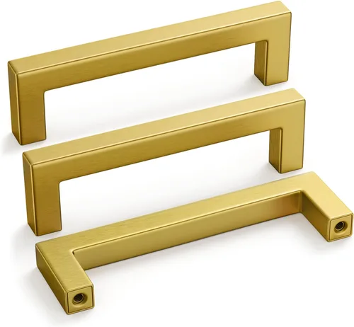 Miniatura 45 de Goldenwarm 1 paquete de manija cuadrada negra para cajones de gabinete de barra, de acero inoxidable, herrajes modernos para gabinetes de cocina
