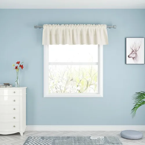 Miniatura 31 de UPOPO Cortinas de Niveles Beige Sobre Fregadero con Textura de Lino para Ventana de Cocina de 16 Pulgadas de Largo Caravana Privacidad Pequeñas