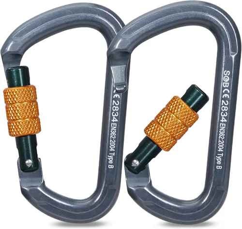 Miniatura 7 de SOB Clips de mosquetón de escalada con bloqueo automático, conector de mosquetón asimétrico de alta resistencia utilizado para rappel