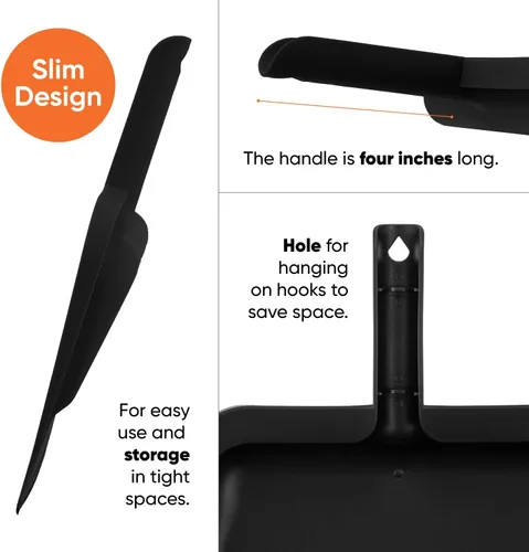 Miniatura 5 de Superio Recogedor con clip con borde de goma, bandeja de plástico duradero de 10 pulgadas de ancho con mango de agarre cómodo, recogedor de Negro