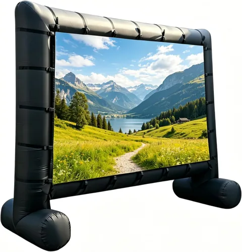 Miniatura 2 de Pantalla de cine inflable para exteriores e interiores de 15 pies, proyección frontal y trasera sin costuras, incluye ventilador de inflado, amarres
