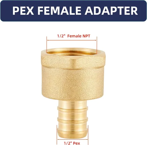 Miniatura 2 de Accesorios Pex de latón sin plomo de 1/2 pulgada, adaptador hembra de 1/2 Pex, adaptador roscado hembra PEX 1/2 "x 1/2" NPT hembra, 1/2 pulgada Pex