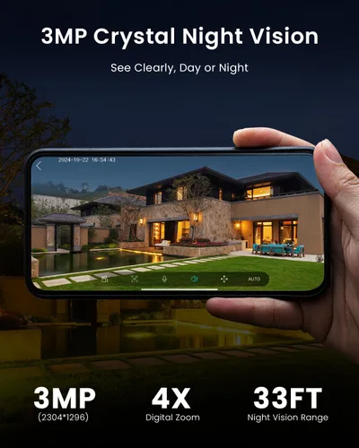 Miniatura 2 de ieGeek Cámaras de seguridad inalámbricas para exteriores con panorámica rotativa de 180°, cámaras de seguridad para el hogar, cámara WiFi 2.4G