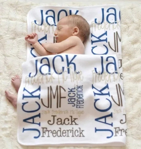 Miniatura 14 de Manta de bebé personalizada con nombre para niños, manta personalizada con monograma para niños, manta de bebé suave y acogedora, regalo Familia