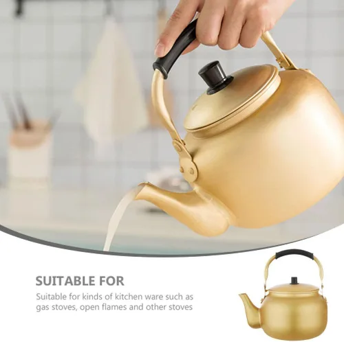 Miniatura 6 de Hervidor de té de aluminio para estufa, tetera clásica con base universal, tetera de 8 litros/34 onzas