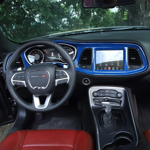 Miniatura 5 de Voodonala para Consolas Centrales Challenger, Cubierta Protectora del Tablero de Instrumentos para 2015-2024+ Dodge Challenger, Accesorios Azul