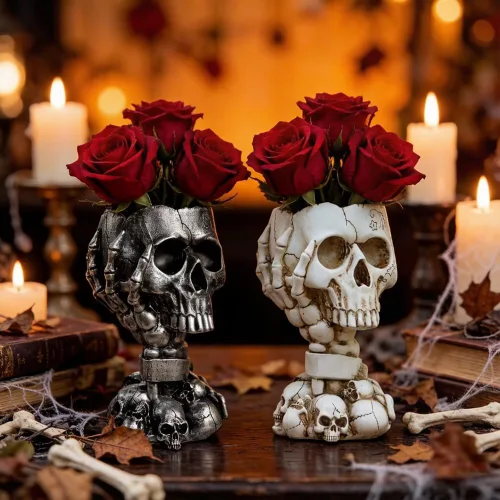 Miniatura 5 de Maceta LovTocTic de Cráneo, Macetas Góticas para Decoraciones de Halloween Plantas de Interior/Exterior, Macetas de Flores Góticas, Macetas