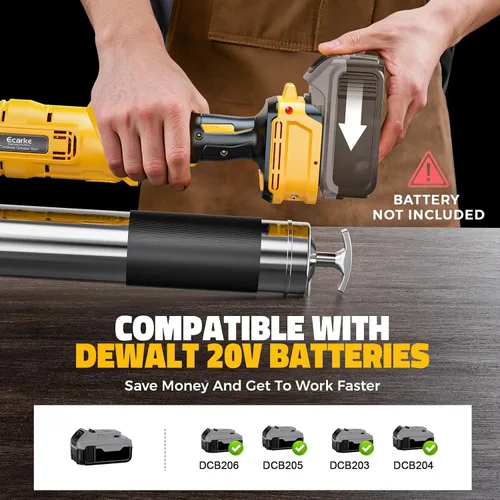 Miniatura 5 de Ecarke Pistola de engrase inalámbrica compatible con batería DeWalt de 20 V, pistola de engrase eléctrica máxima de 12000 PSI, pistola doble