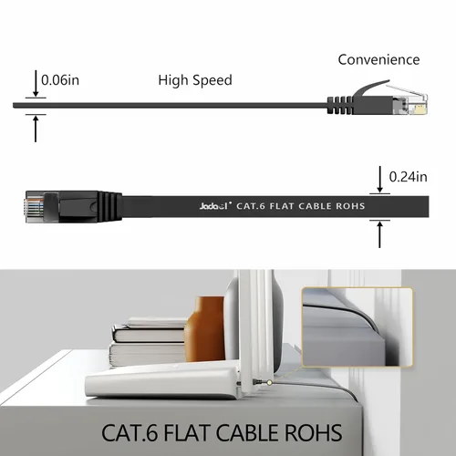 Miniatura 4 de Cable Ethernet Cat 6 de 1 pie (paquete de 6), para exteriores e interiores, compatible con red Cat7 de 10 Gbps, cable de conexión LAN plano
