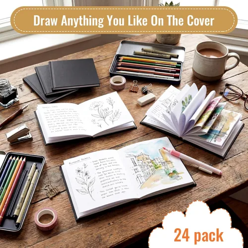 Miniatura 6 de Ireer 24 cuadernos coloridos de tapa dura en blanco a granel para niños para escribir libros en blanco para diario, bocetos, escritura, suministros