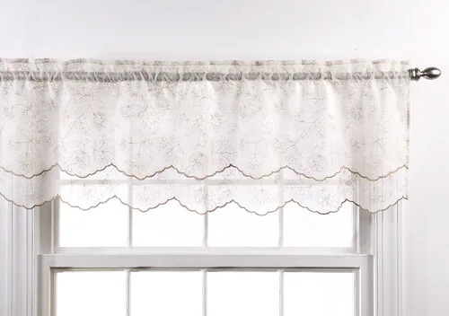 Miniatura 13 de Renaissance Home Fashion Stylemaster Reese - Cenefa festoneada transparente bordada en capas, 55 x 17 pulgadas, color moca