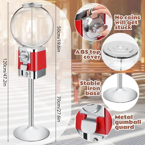 Miniatura 2 de Simgoing Máquina expendedora con soporte de metal, máquinas expendedoras de cápsulas de monedas comerciales, máquina de chicles de centavo