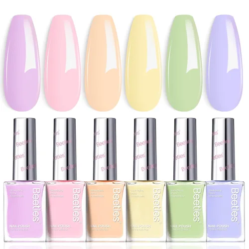 Miniatura 15 de Beetles - Juego de esmaltes de uñas pastel, 6 colores, rosa, azul, amarillo, nude, rosa, morado, juego de esmalte de uñas de secado rápido, secado