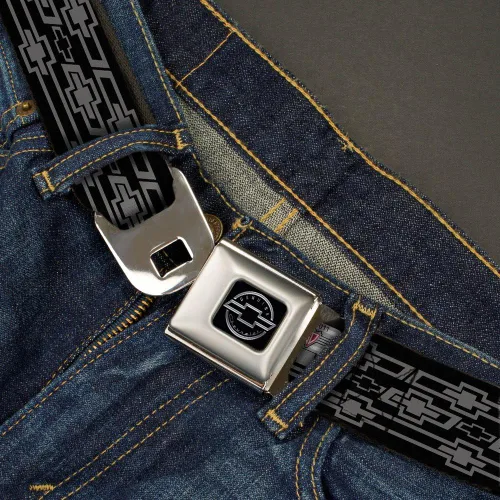 Miniatura 2 de Buckle-Down Cinturón de seguridad Retro Chevy Bowtie Monogram NegroGris - 1.0 pulgadas de ancho - 20-36 pulgadas de largo